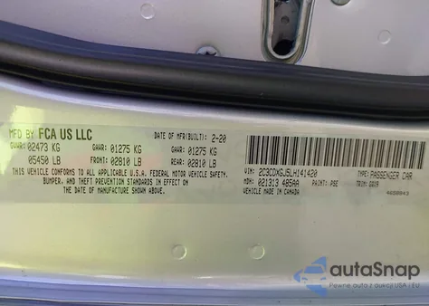 2020 Dodge Charger Scat Pack Rwd z USA, uszkodzony, nr VIN 2C3CDXGJ5LH141420